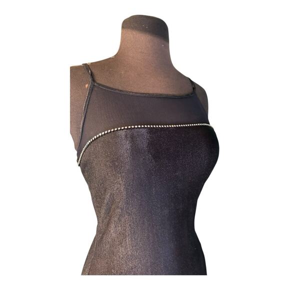 Vtg 90s Sheer Top Rhinestone Trim Whimsigoth Glam Maxi Dress Small Vamp Stretch - Picture 3 of 7